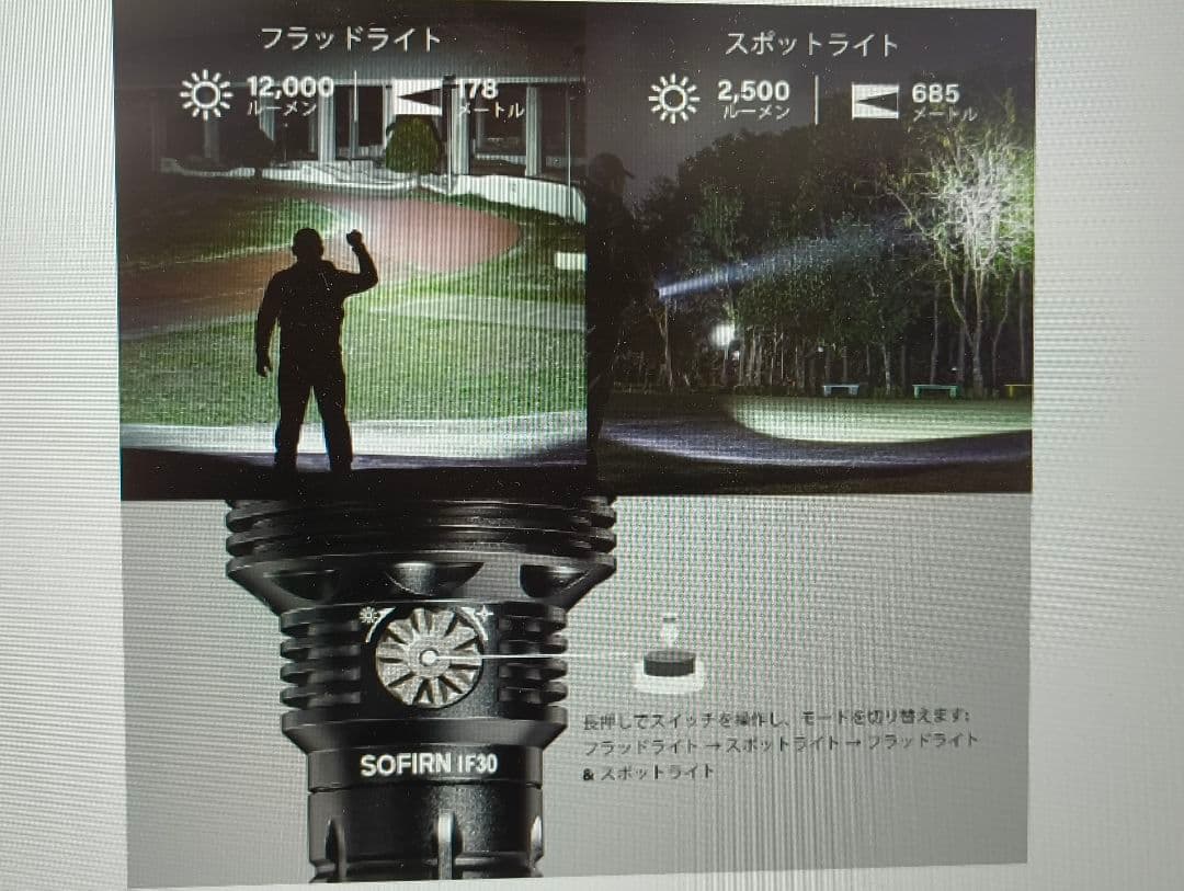 SOFIRN IF30 LEDライト 懐中電灯 12,000lmフラッシュライト