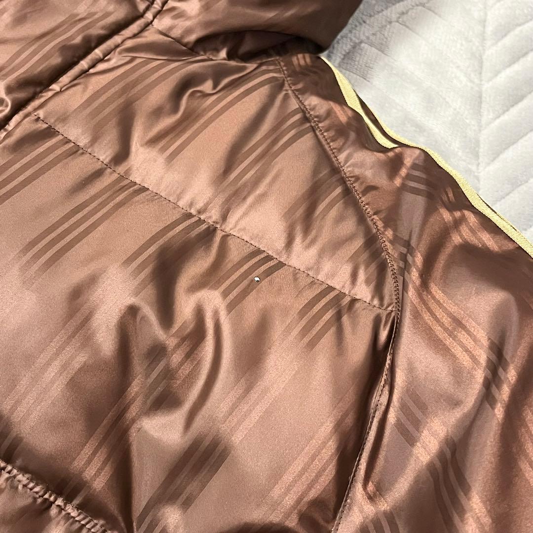adidas アディダス ベンチコート ストライプ 茶色 L 防寒 寒さ対策