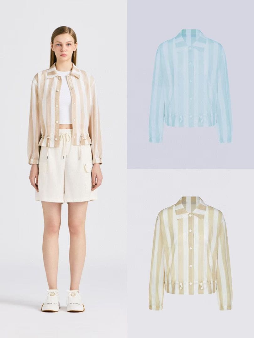 ストライプデザインカジュアルシャツ　ジーフォア　ゴルフウェア