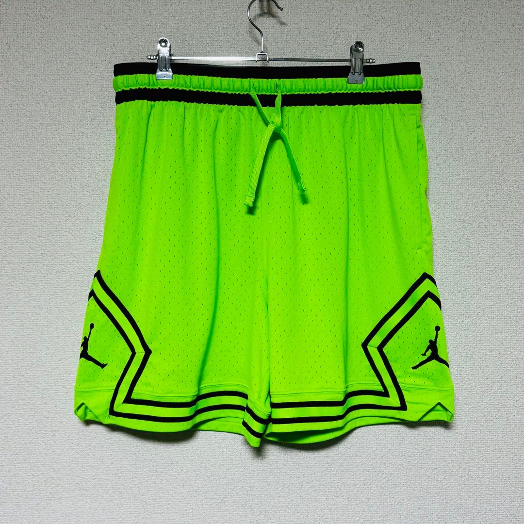 蛍光グリーン ジャンプマンロゴ バスケットパンツ