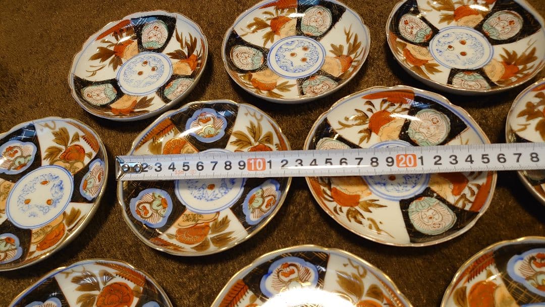 古伊万里　伊万里　豆皿　色絵　金襴手　華の図　２種　１０客