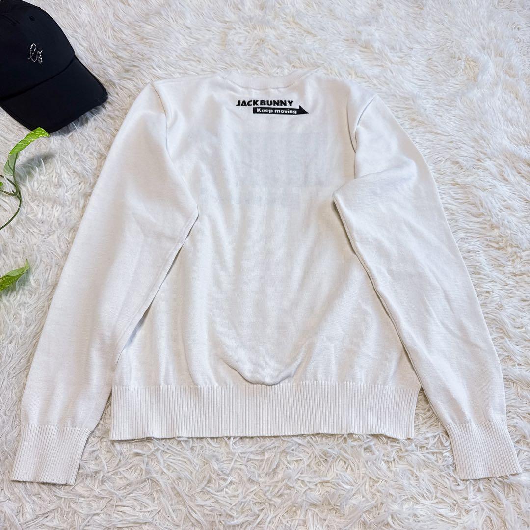 【ジャックバニー】美品 ニットセーター ホワイト ビックロゴ 2 レディース