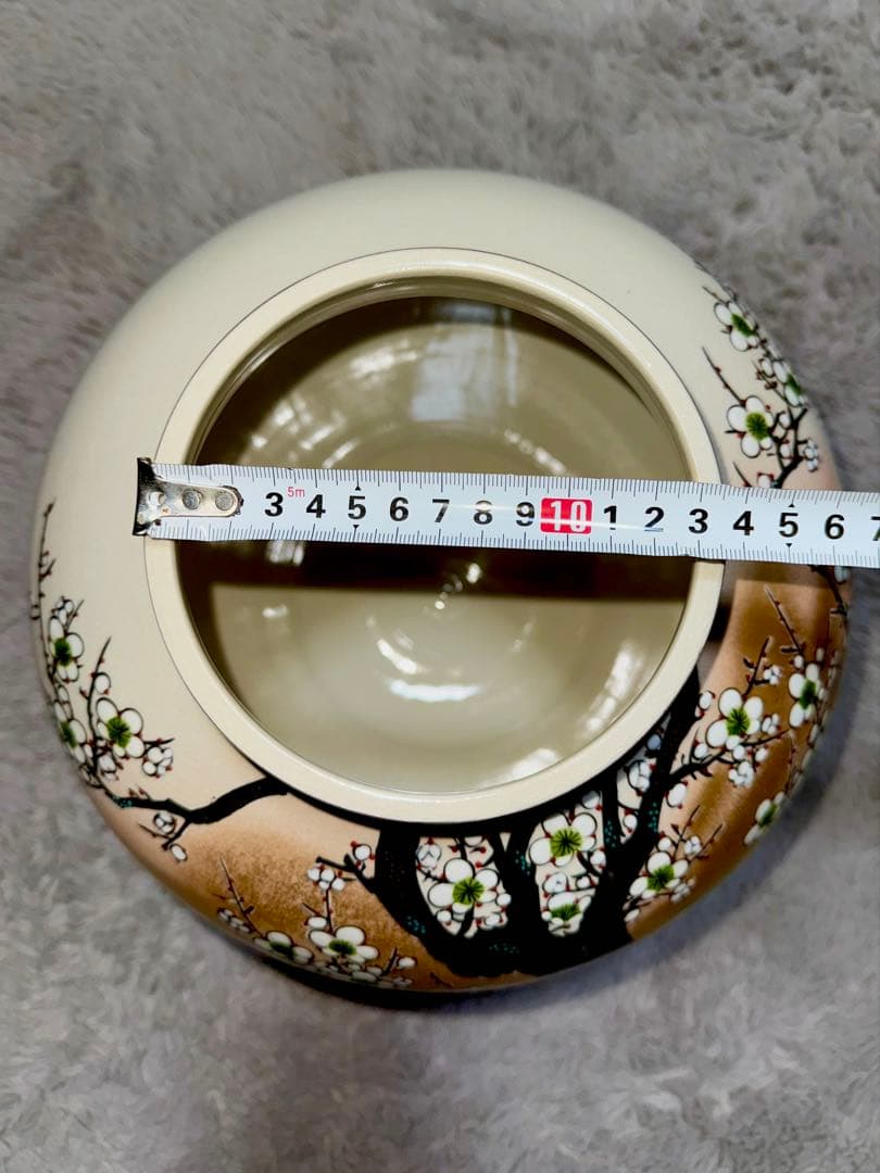 九谷焼 陶隆 作 金彩 梅に鳥図 花瓶 在銘 共箱なし 和風インテリア